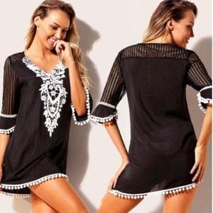 Vintage Inspired Beach Coverup - Black